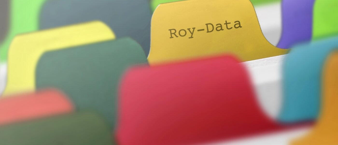 Register Roy Data met gekleurde tabs